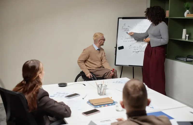 caucasian-man-with-disability-listening-to-black